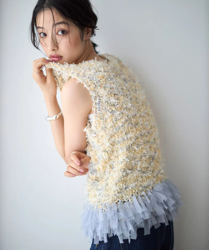 2WAY Fringe Hem Knit Vest