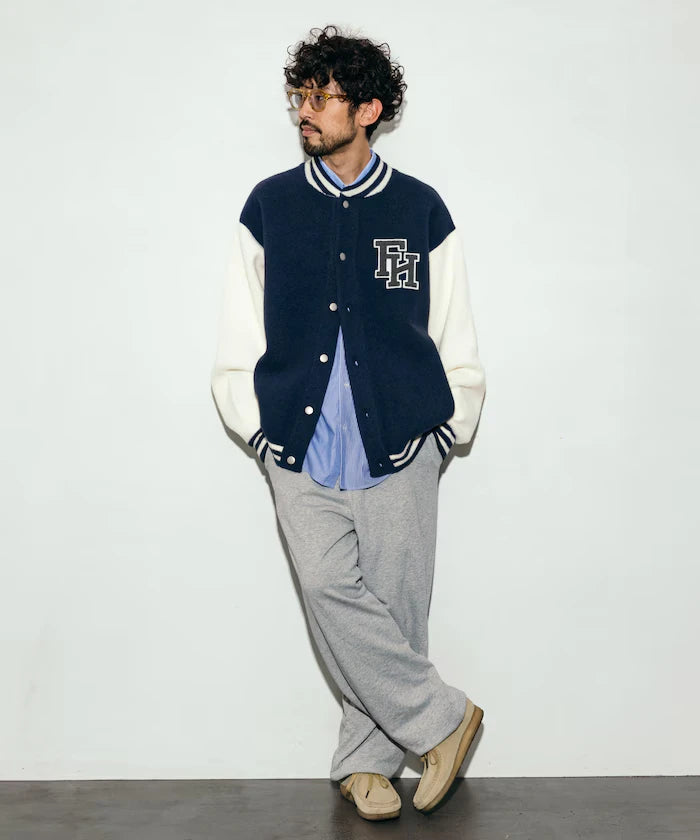 Relaxed Fit Logo Knit Varsity Jacket