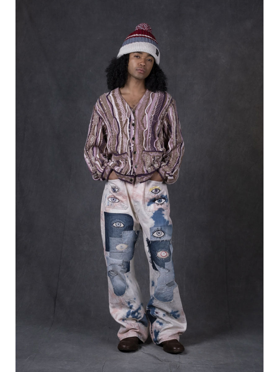 14oz Denim Tie-Dye Baggy Flare Pants (Crazy...)