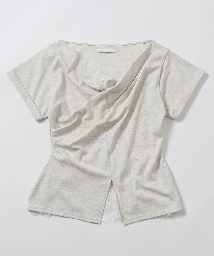 Lace Docking Draped Neck Top 【Limited Edition】