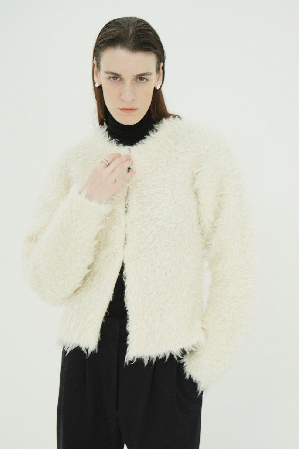SHAGGY COMPACT KNIT CARDIGAN
