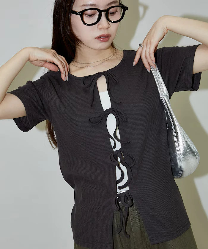 Light Waffle 2WAY Ribbon Cardigan Limited Edition