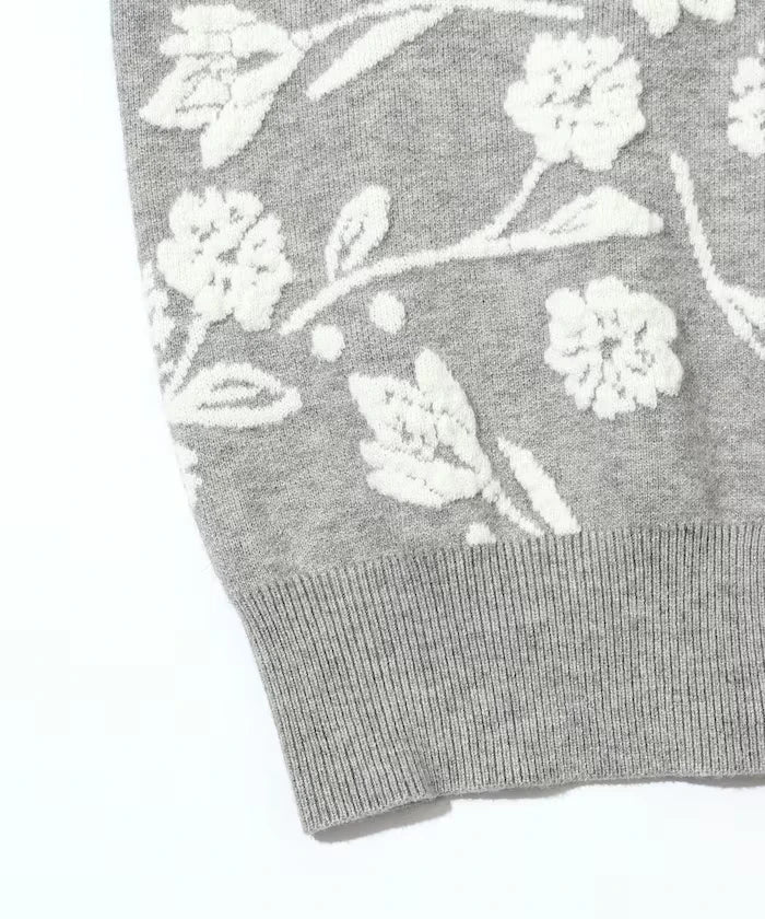 Flower Jacquard Knit Cardigan