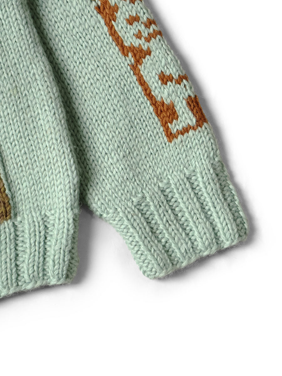 Hand Knit PECKISH Totem Pole ZIP Cardigan