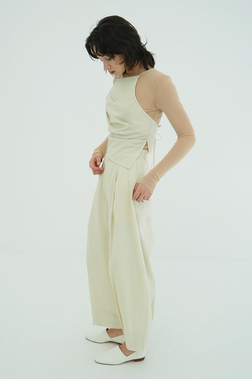 WOOL NYLON TUCK DRAPE CAMISOLE