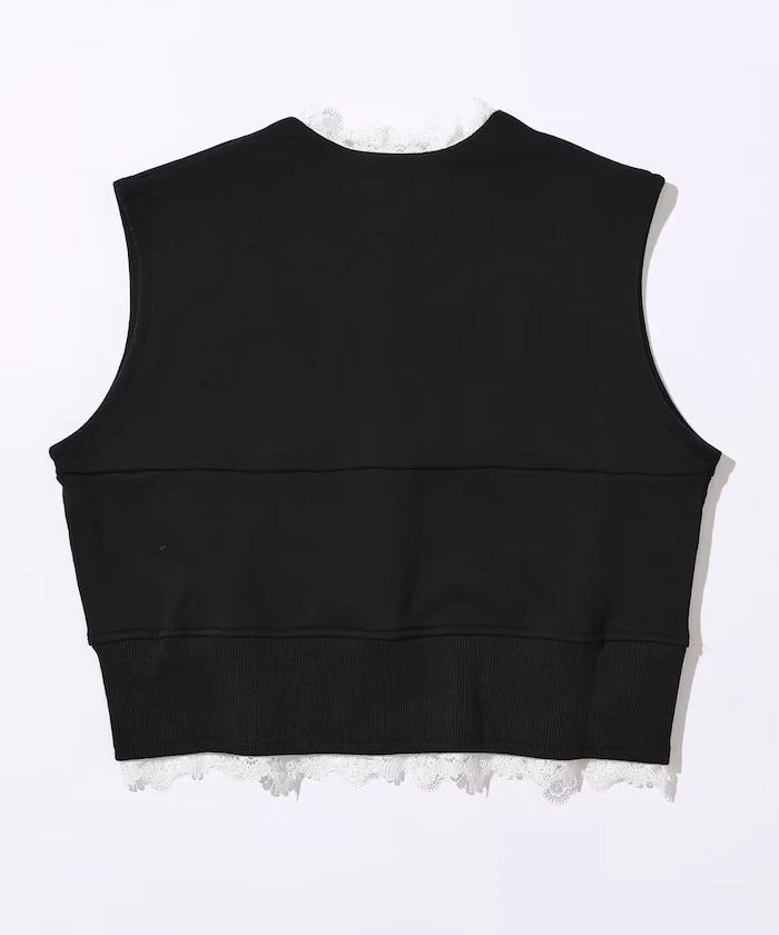 Organic Cotton Lace Sweat Vest / Lined Sweat