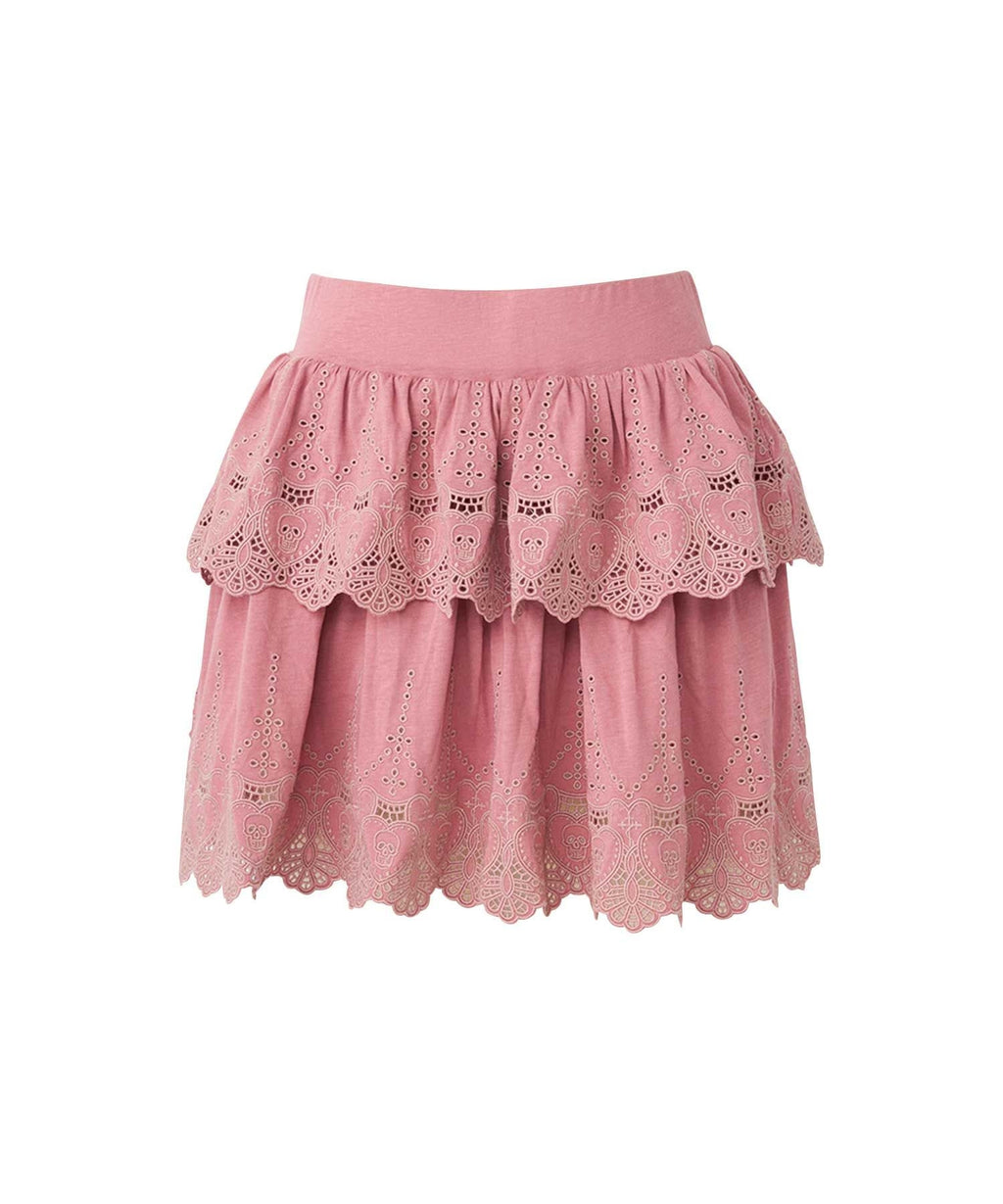 SKULL LACE Scalloped Embroidery Skirt