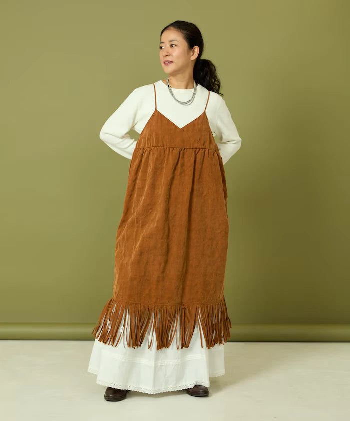 Fade-Processed Fringe Mini Dress