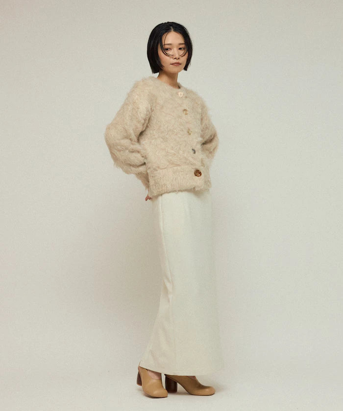 Variation Button Shaggy Knit Cardigan