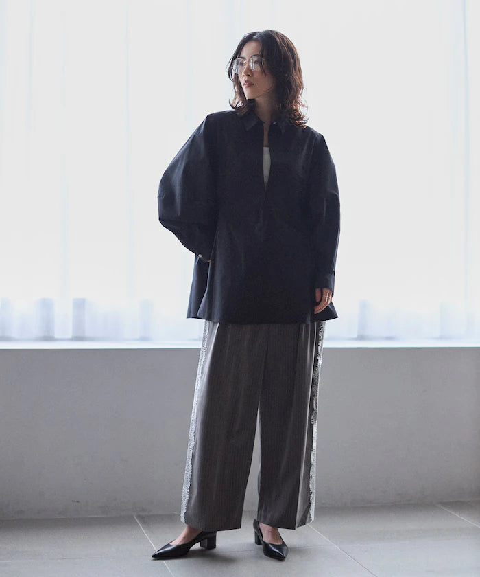 Flare Silhouette Skipper Balloon Sleeve Shirt