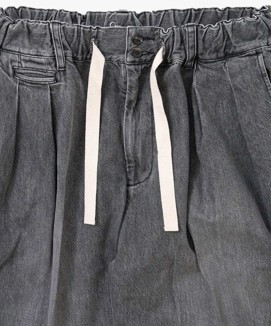 hakama pants black denim bleached