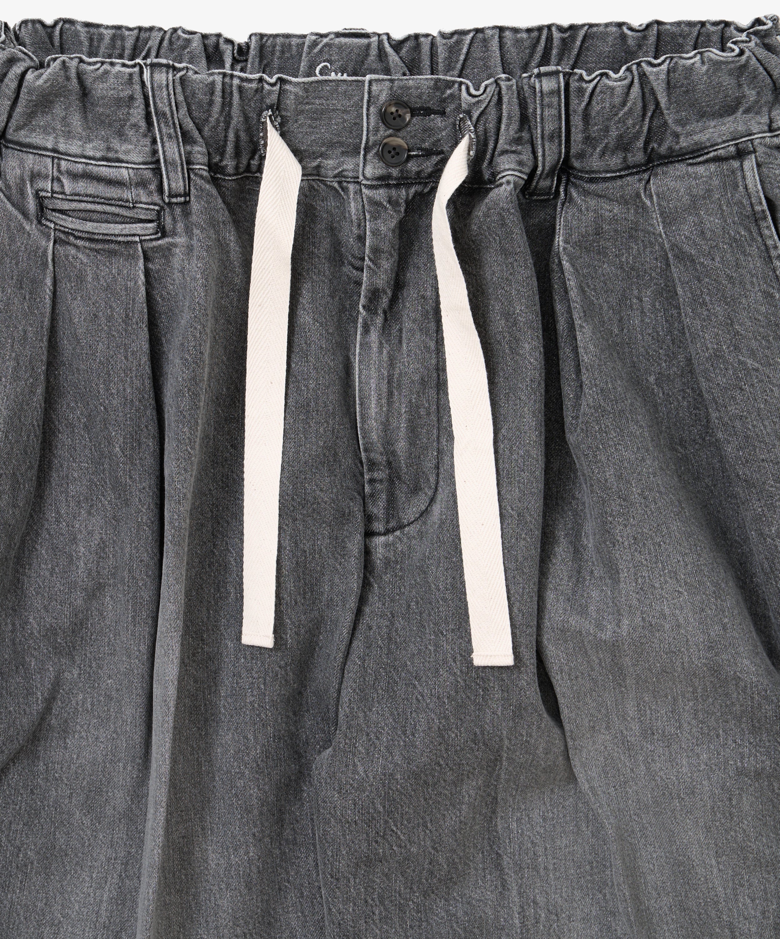 hakama pants black denim bleached