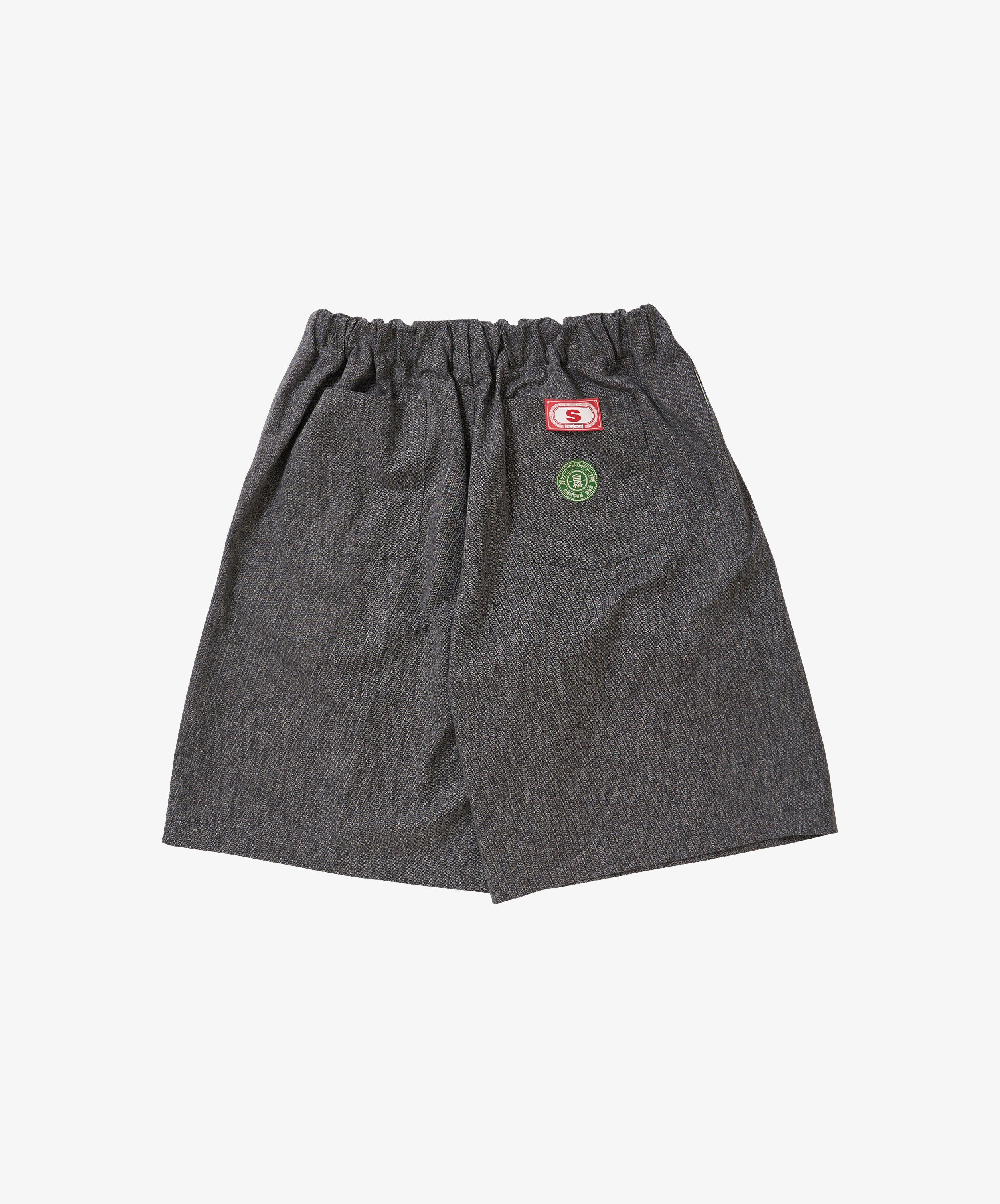 banshu ori circular short pants herringbone