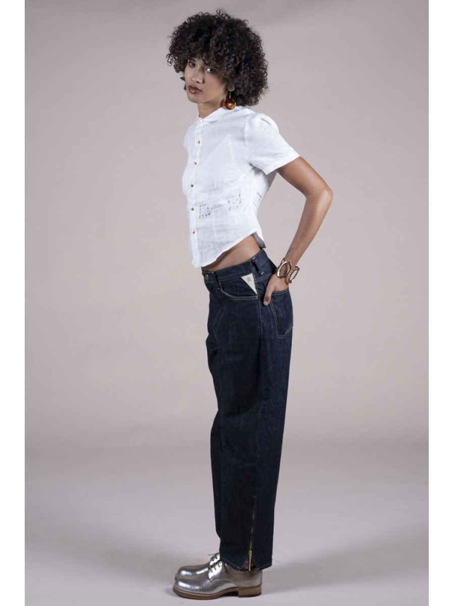 Linen Dronwork Acapella Blouse