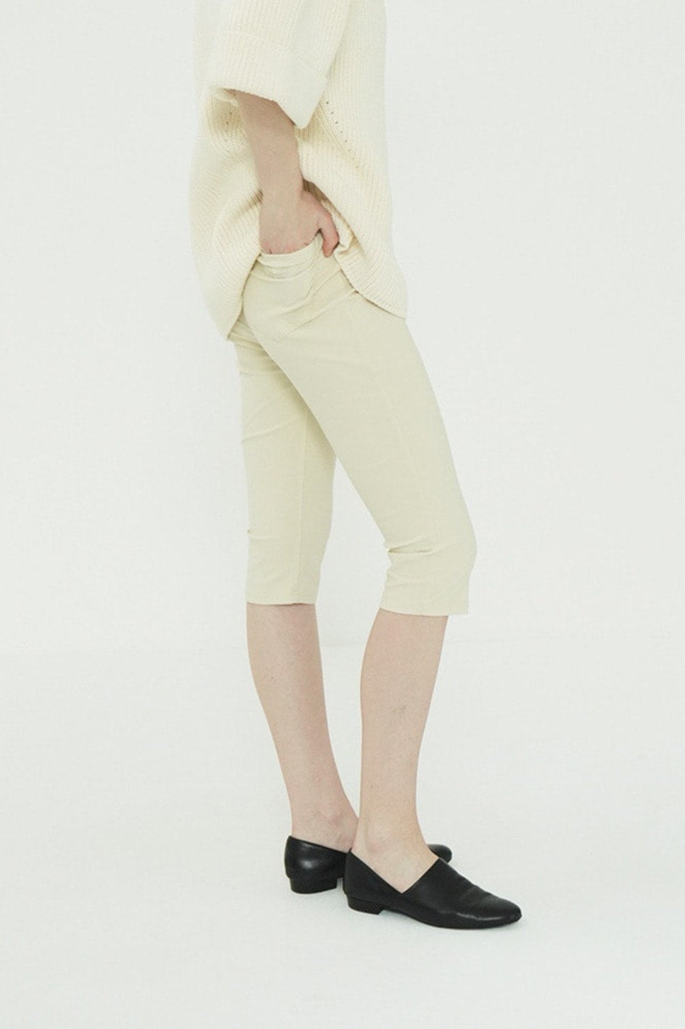 STRETCH RIB CAPRI PANTS