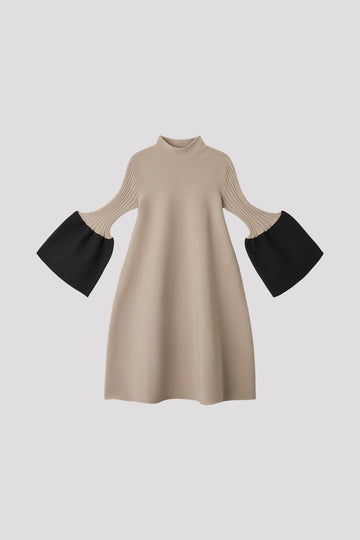 POTTERY GLITTER LONG BELL SLEEVE FLARE MINI DRESS