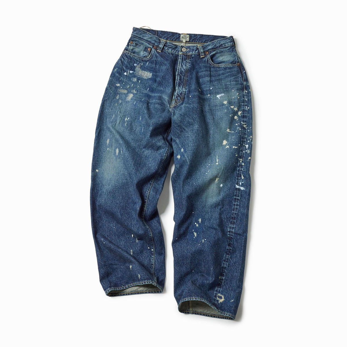 GL42579H / RECYCLED WASTE SUVIN COTTON YARN 14oz. DENIM 5POCKET WIDE PANTS VINTAGE WASHED (ZIPPER FLY)