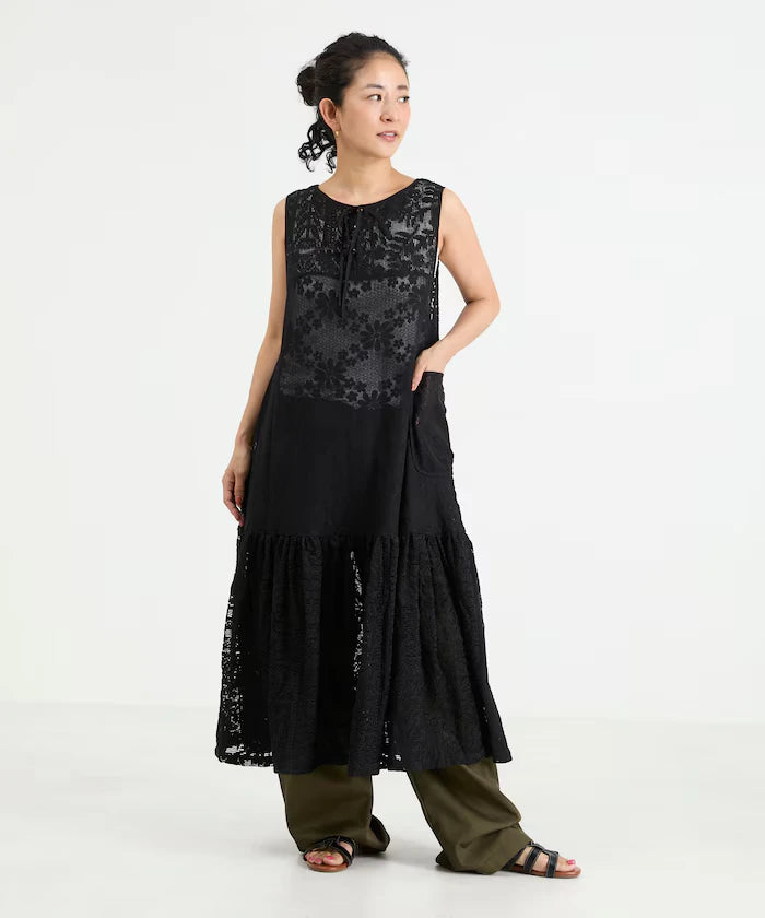 2WAY Lace Tiered Sleeveless Dress