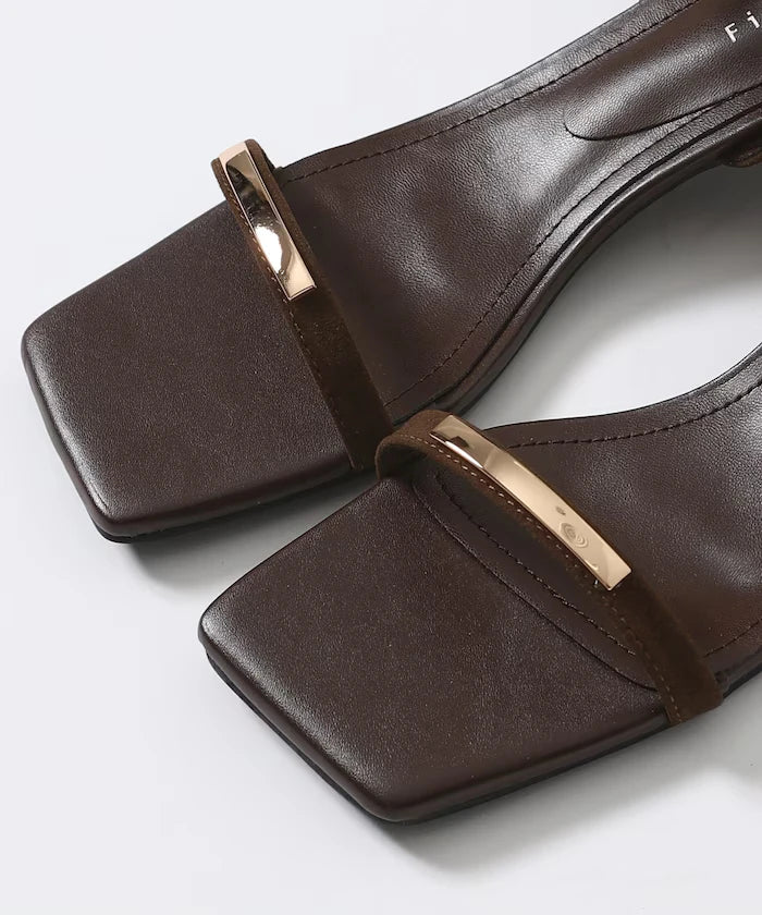 Sleek Strap Metal Plate Sandals