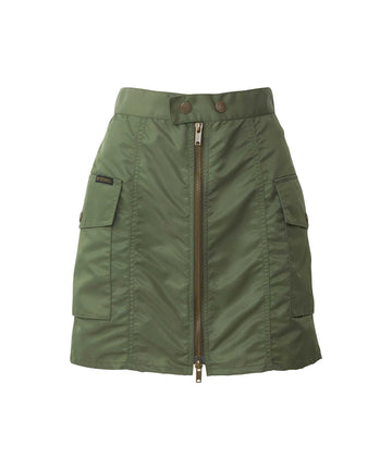 Front Zip Nylon Mini Skirt