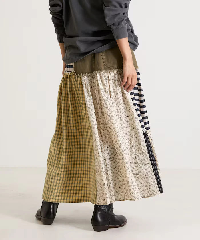 Flower & Check Docking Skirt