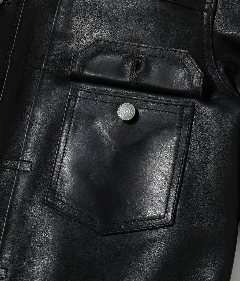 BLACK HORSEHIDE LEATHER JACKET 1953 MODEL