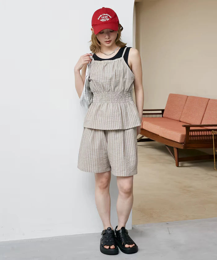 Shearling camisole x short pants set limited edition