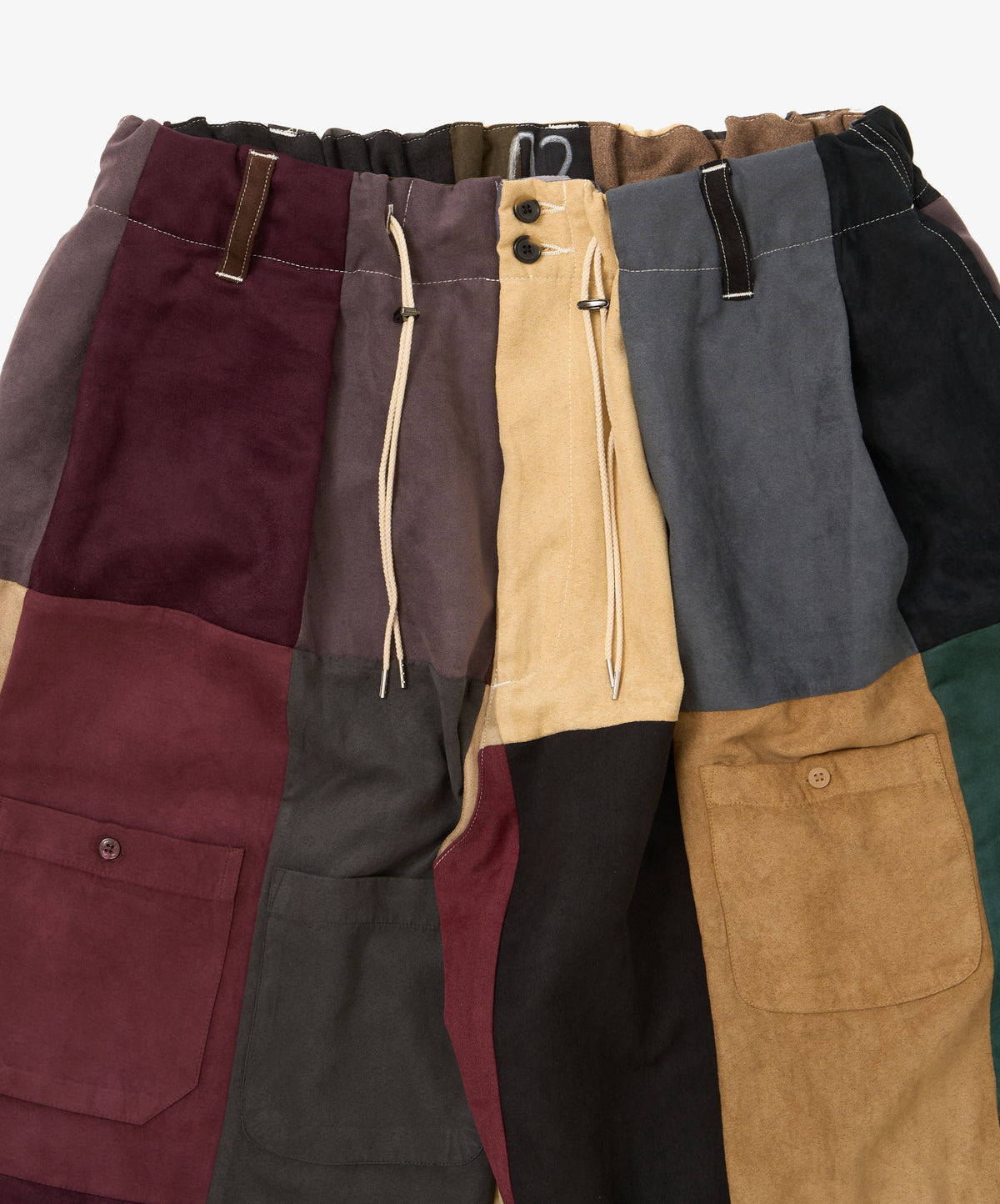 circular shorts faux suede two