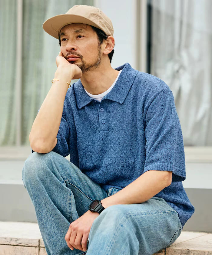 Dry Touch Boucle Yarn Knit Polo Shirt