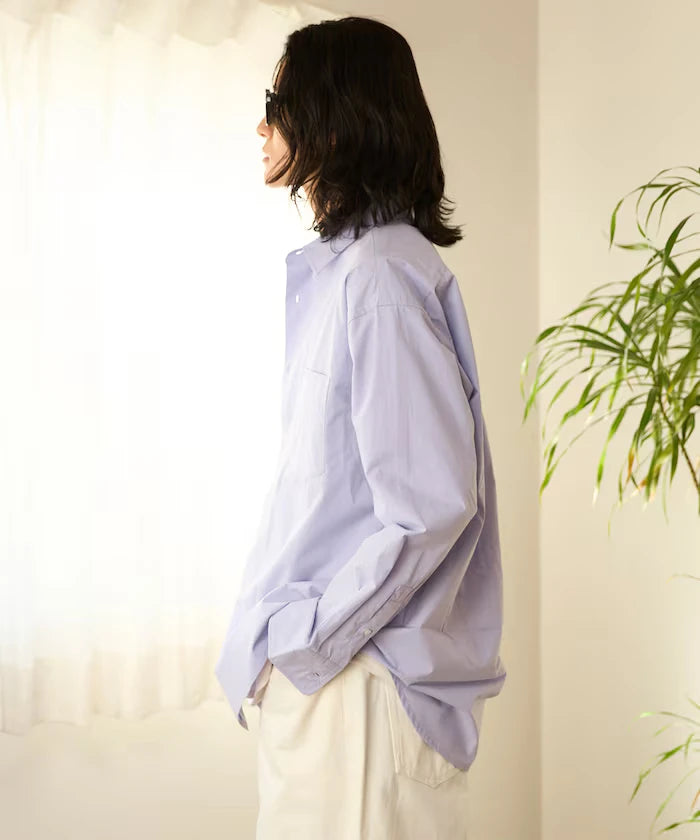Nuance Color Oversized Regular Collar Long Sleeve Shirt