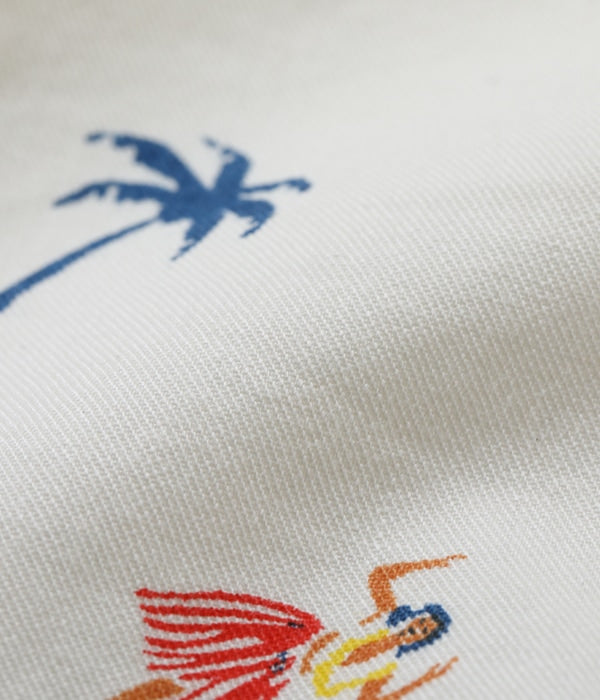 COTTON TWILL REGULAR COLLAR SHIRT “HULA & PALM TREE”