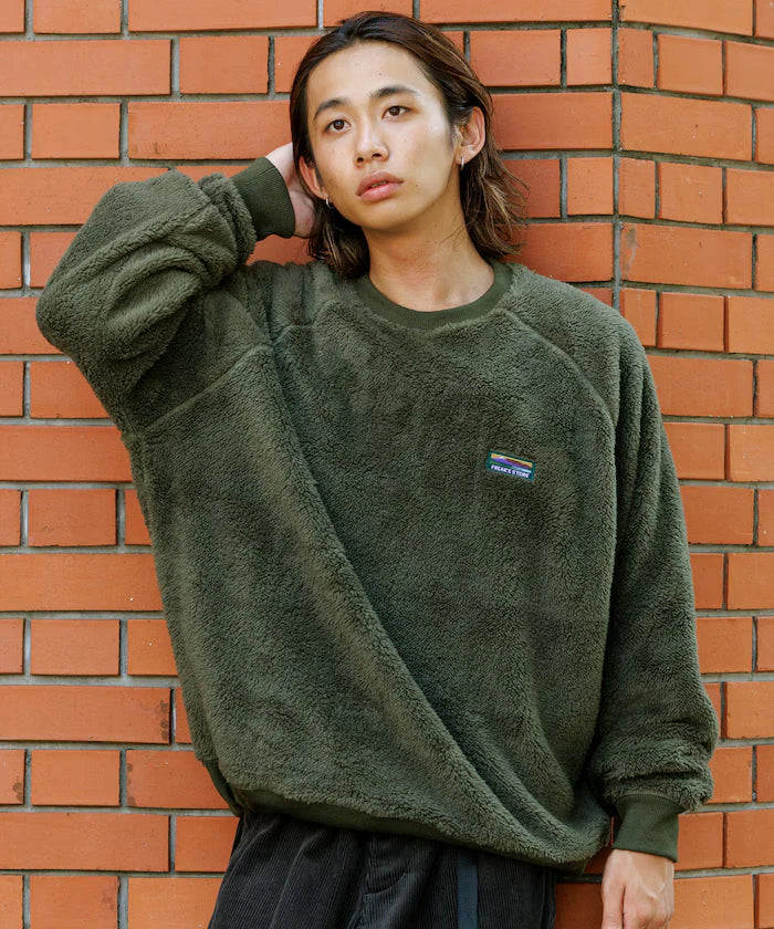 Relaxed Fit Raglan Sleeve Shaggy Fleece Pullover
