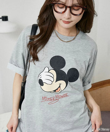 <Functional Material>Mickey Mouse Face T-Shirt Limited Edition