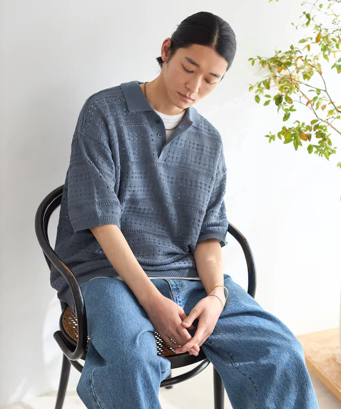 Big Silhouette Short Sleeve Knit Polo Shirt