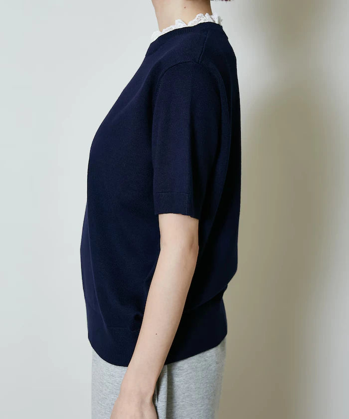 Lace Docking Short Sleeve Knit Top Limited Edition