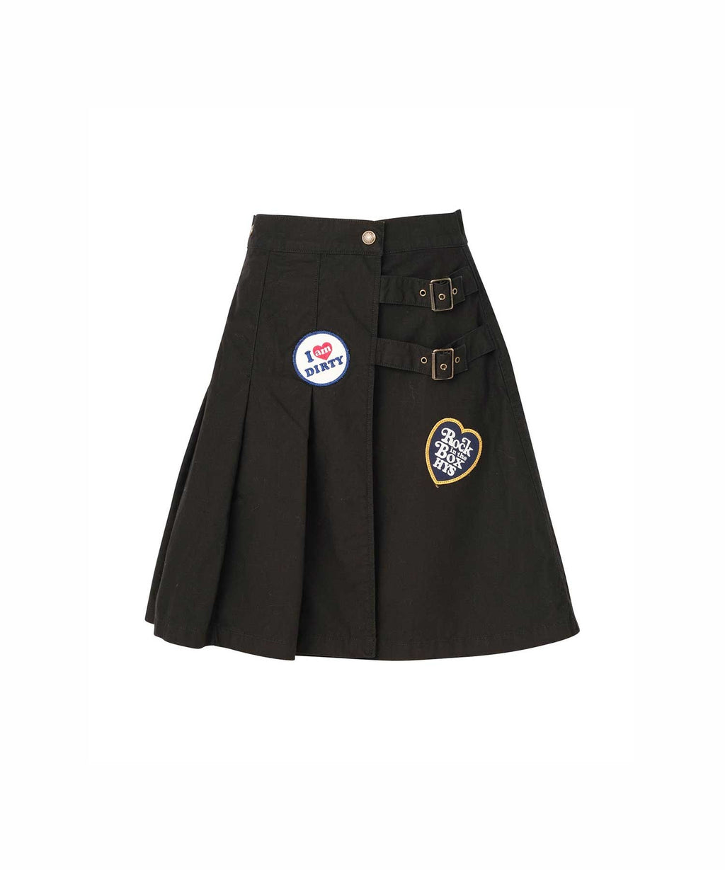 Military Pleated Wrap Skirt