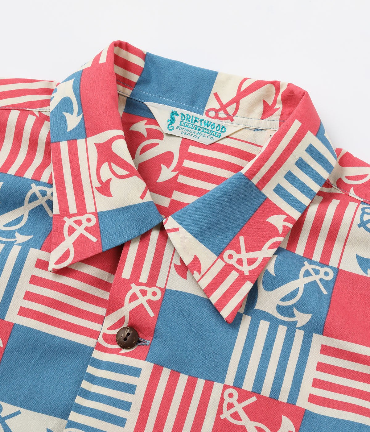 COTTON BROAD OPEN SHIRT “ANCHOR SQUARES”