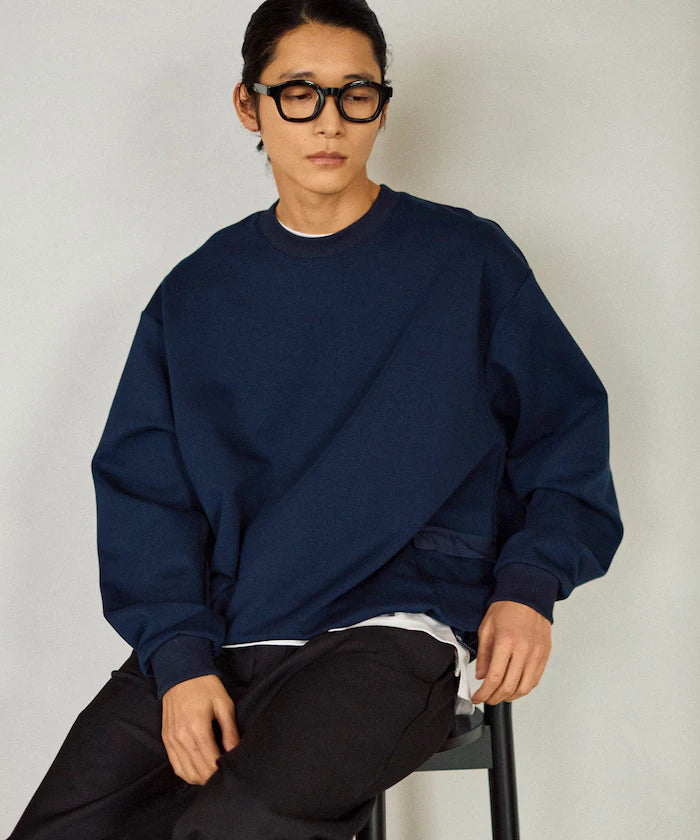 <New Color Added> Side Pocket Spindle Cardboard Crew Neck Sweatshirt