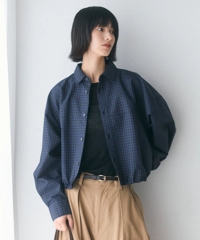 Hem Code Switch Short Length Long Sleeve Shirt