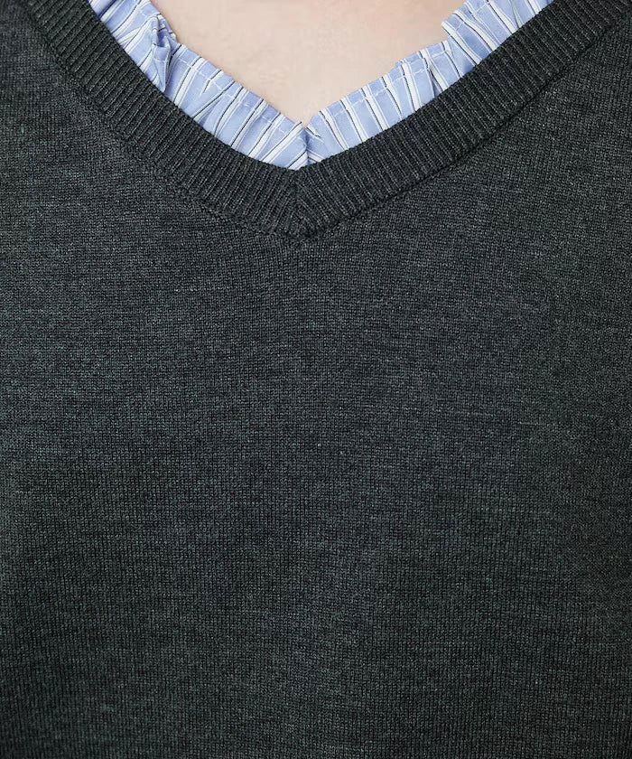 Shirt Frill V-Neck Half Sleeve Summer Knit Limited Edition