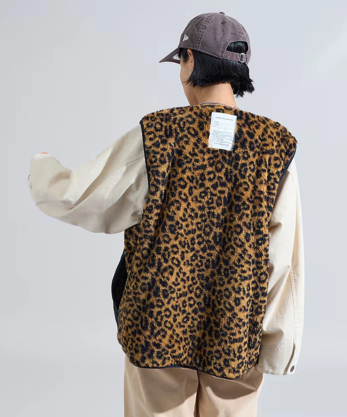 Cotton Nylon Twill Reversible Boa Vest