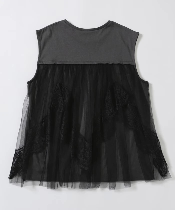 Organic Cotton Tulle Lace Docking Top