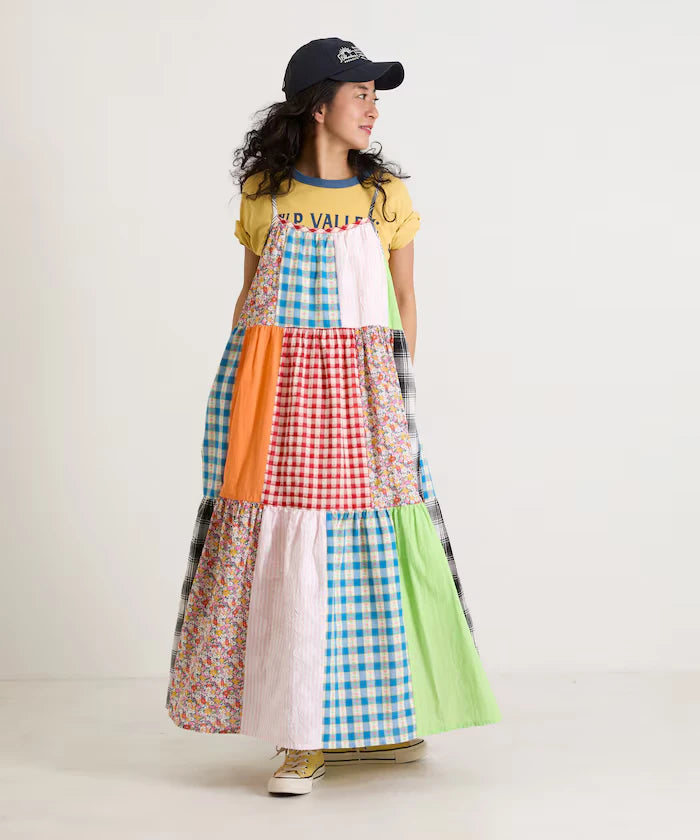Patchwork Three-Tiered Camisole Dress