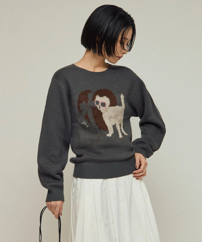 Sweat-like Animal Jacquard Knit