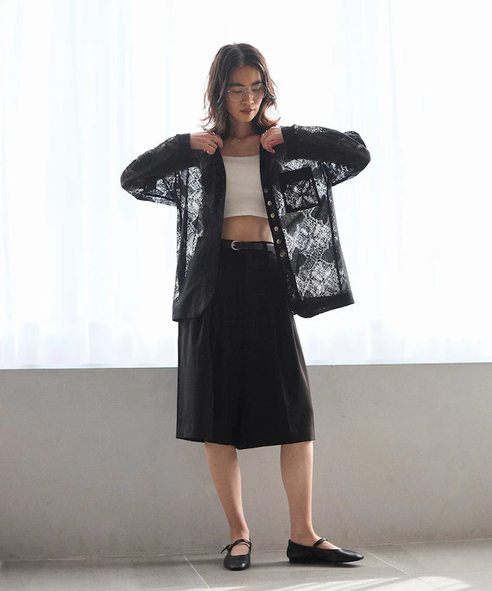 [February 12 12:00 Release] Panel Lace Shirt Jacket / Compatible with Setup