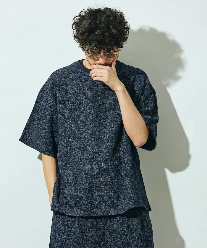 Dry Touch Summer Tweed Short Sleeve Crew Neck