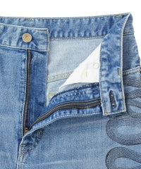 Snake Loop Denim Flare Pants