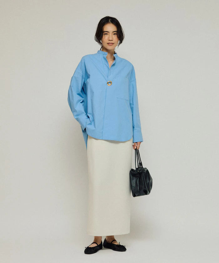 Oversized Long Sleeve Brooch Shirt