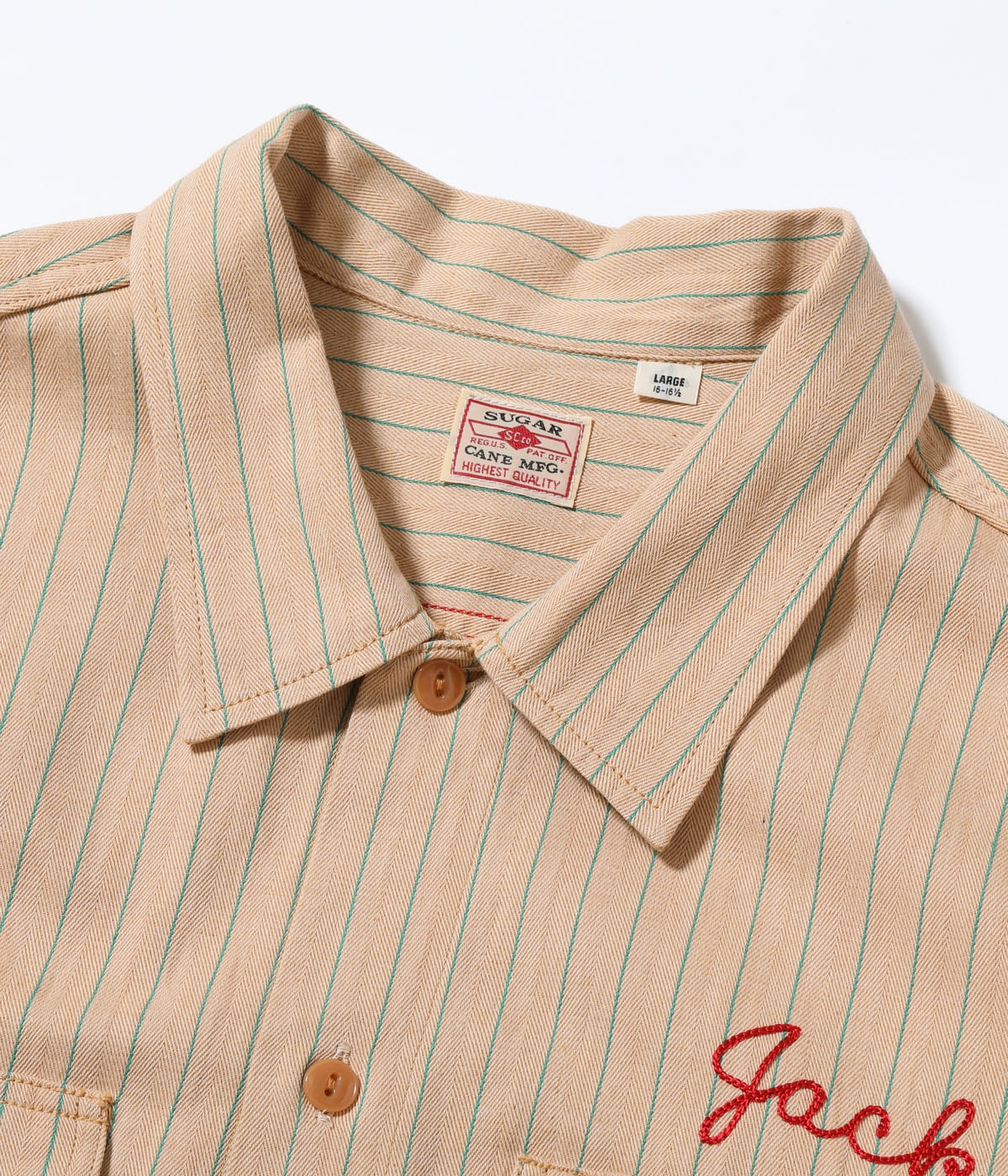 COKE STRIPE WORK SHIRT with CHAIN EMBROIDERED