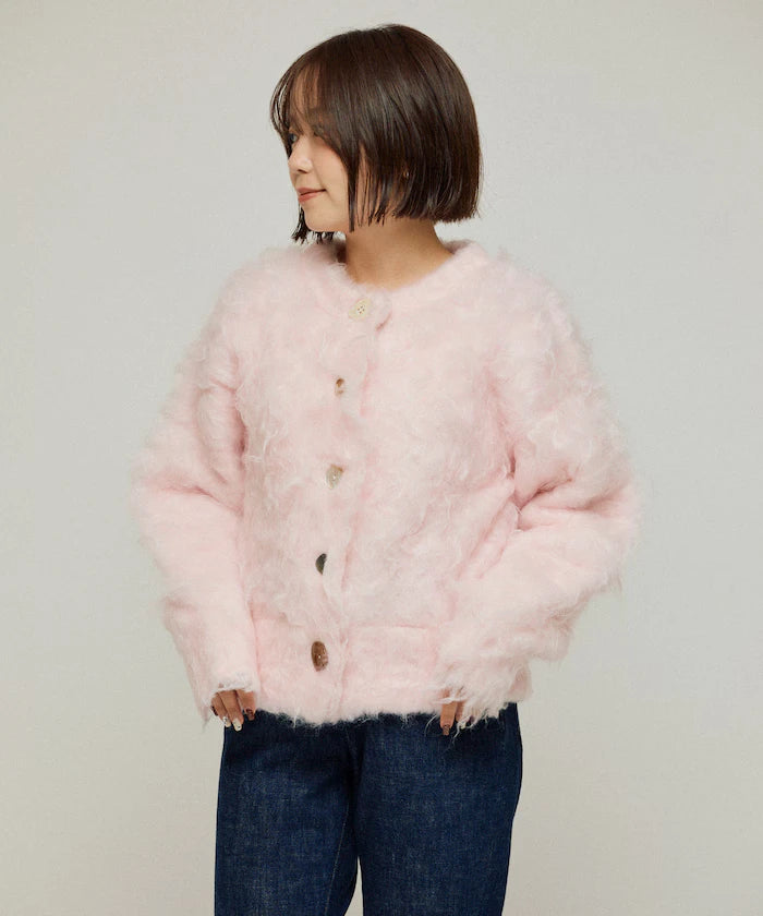 Variation Button Shaggy Knit Cardigan